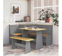 vidaXL Table à manger avec banc Blanc Bois de pin solide