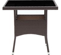 vidaXL Table à manger de jardin Poly rotin Marron 80x80x75 cm