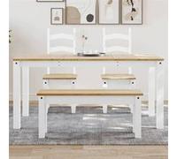 vidaXL Table à manger Panama blanc 160x80x75 cm bois massif de pin, table de salle à manger, table à dîner, meuble à manger, 4005707 Blanc G