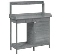 vidaXL Table à plantes avec armoire Gris 110,5x45x124,5 cm Sapin massif