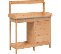 vidaXL Table à plantes avec armoire Marron 110,5x45x124,5cm Sapin massif