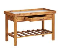 vidaXL Table à plantes avec plan de travail en zinc Bois massif Acacia