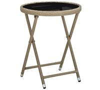 vidaXL Table à thé Beige 60 cm Résine tressée et verre trempé
