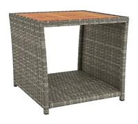 vidaXL Table d'appoint avec plateau en bois Gris Poly rotin & bois d'acacia