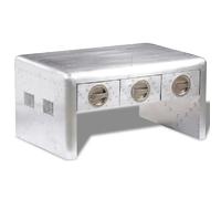 vidaXL Table basse 3 tiroirs aviation vintage