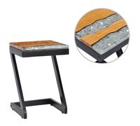 vidaXL Table basse 30 x 30 x 50 cm Bois de teck massif et polyrésine