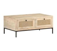 vidaXL Table basse 90x50x37 cm Bois de manguier et canne naturelle 323511
