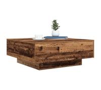 vidaXL Table basse bois ancien et bleu - Bois massif - lumières LED intégrées - 80 x 80 x 31 cm