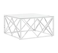vidaXL Table basse argenté 80x80x40 cm acier inoxydable et verre