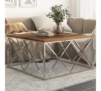 VIDAXL Table basse - Argenté et bois de mélèze