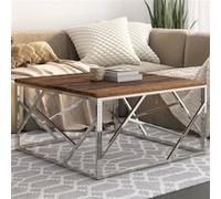 vidaXL Table basse argenté inox et bois de mélèze massif349949 Argent G