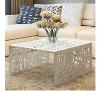 vidaXL Table basse argentée Design géométrique Aluminium 242328