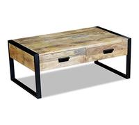 vidaXL Table Basse avec 2 tiroirs Bois de manguier Massif 100x60x40 cm