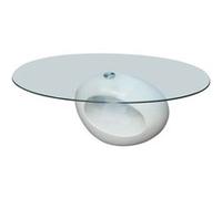 vidaXL Table basse avec dessus de table en verre ovale Blanc brillant Blanc G