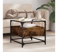 vidaXL Table basse avec dessus en verre chêne fumé 50x50x45 cm acier, table d'appoint, table de salon, table à thé, bout de 846051 Multicolore G