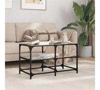 vidaXL Table basse avec dessus en verre noir 78,5x40x45 cm acier