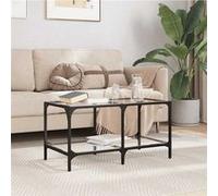 vidaXL Table basse 845976 – dessus en verre transparent 78,5x40x40 cm acier