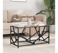 vidaXL Table basse avec dessus en verre transparent 78,5x40x41cm acier, table d'appoint, table de salon, table à thé, bout 845994 Multicolore G