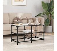 vidaXL Table basse avec dessus en verre transparent 78,5x40x45cm acier