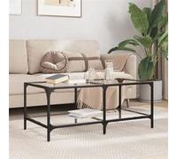 vidaXL Table basse avec dessus en verre transparent 98,5x50x40cm acier