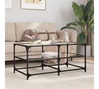 Table basse avec dessus en verre transparent 98,5x50x45cm acier, table d'appoint, table de salon, table à thé, bout 846012