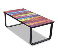 vidaXL Table basse avec impression d'arc-en-ciel Dessus en verre 241175