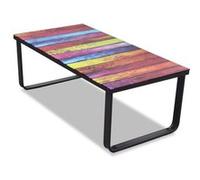vidaXL Table basse avec impression d'arc-en-ciel Dessus en verre noir (cadre) + impression d'arc-en-ciel (verre) G