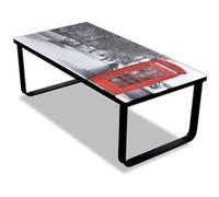 vidaXL Table basse avec impression de cabine téléphonique Dessus verre Multicolore G