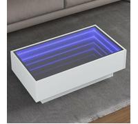 vidaXL Table basse 847518 avec LED – blanc – 90x50x30 cm – bois d'ingénierie