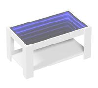 vidaXL Table Basse avec LED Blanc 93x53x45 cm Bois d'ingénierie, Table d'appoint, Table de Salon, Table latérale, Bout de canapé, Table Centrale