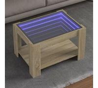 vidaXL Table basse avec LED chêne sonoma 73x53x45 cm bois d'ingénierie, table d'appoint, table de salon, table latérale, 847548 Multicolore G