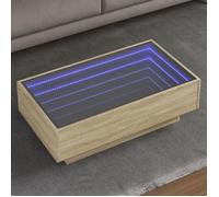 vidaXL Table basse avec LED chêne sonoma 90x50x30 cm bois d'ingénierie Marron