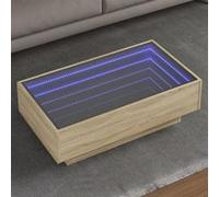 vidaXL Table basse avec LED chêne sonoma 90x50x30 cm bois d'ingénierie, table d'appoint, table de salon, table latérale, 847520 Beige G