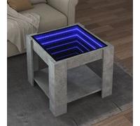 vidaXL Table basse avec LED gris béton 53x53x45 cm bois d'ingénierie, table d'appoint, table de salon, table latérale, bout 847542 Gris G