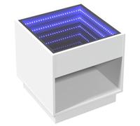vidaXL Table Basse avec LED Infini Blanc 50x50x50 cm, Table d'appoint, Table de Salon, Table latérale, Bout de canapé, Table Centrale