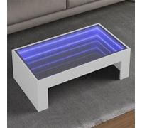 vidaXL Table basse avec LED infini blanc 90x50x30 cm, table d'appoint, table de salon, table latérale, bout de canapé, table 847616 Blanc G