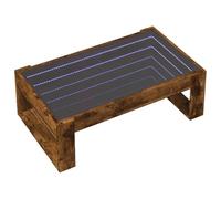vidaXL Table Basse avec LED Infini chêne fumé 90x53x30 cm, Table d'appoint, Table de Salon, Table latérale, Bout de canapé, Table Centrale