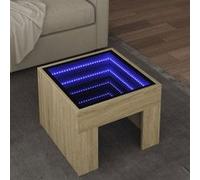 vidaXL Table Basse avec LED Infini chêne Sonoma 40x40x30 cm, Table d'appoint, Table de Salon, Table latérale, Bout de canapé, Table Centrale