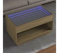 vidaXL Table basse avec LED infini chêne sonoma 90x50x50 cm, table d'appoint, table de salon, table latérale, bout de 847667 Multicolore G