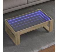 vidaXL Table Basse avec LED Infini chêne Sonoma 90x53x30 cm, Table d'appoint, Table de Salon, Table latérale, Bout de canapé, Table Centrale