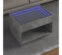 vidaXL Table Basse avec LED Infini Gris béton 70x50x50 cm, Table d'appoint, Table de Salon, Table latérale, Bout de canapé, Table Centrale