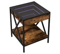 vidaXL Table Basse avec LED Infinity chêne fumé 40x40x49 cm, Table d'appoint, Table de Salon, Table latérale, Bout de canapé, Table Centrale