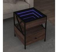 vidaXL Table basse avec LED Infinity chêne marron 40x40x51 cm, table latérale, table de salon, table d'accent, bout de 847721 Marron G