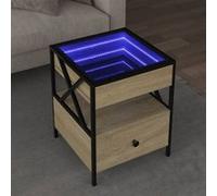 vidaXL Table basse avec LED Infinity chêne sonoma 40x40x51 cm, table latérale, table de salon, table d'accent, bout de 847718 Multicolore G