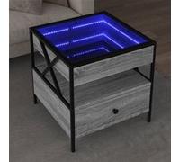 vidaXL Table basse avec LED Infinity sonoma gris 50x50x51 cm, table d'appoint, table de salon, table latérale, bout de 847715 Gris G