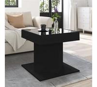 vidaXL Table basse avec LED noir 50x50x45 cm bois d'ingénierie, table d'appoint, table de salon, table latérale, bout de 847561 Noir G