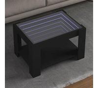 vidaXL Table basse avec LED noir 73x53x45 cm bois d'ingénierie, table d'appoint, table de salon, table latérale, bout de 847547 Noir G