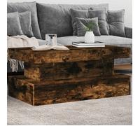 vidaXL Table Basse avec Lumières LED, Bout de Canapé, Table d'Appoint, Meuble de Salon Salle de Séjour Intérieur, Moderne, Chêne Fumé