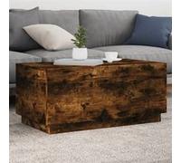 vidaXL Table Basse avec Lumières LED, Bout de Canapé, Table d'Appoint, Meuble de Salon Salle de Séjour Intérieur, Moderne, 839879 Marron G