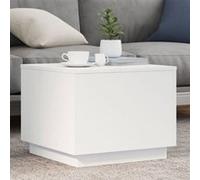 vidaXL Table Basse 839868 – Table d'Appoint Bout de Canapé avec Lumières LED Moderne Blanc